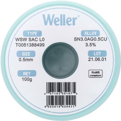 Weller WSW SAC L0 fil de soudure sans plomb 100 g