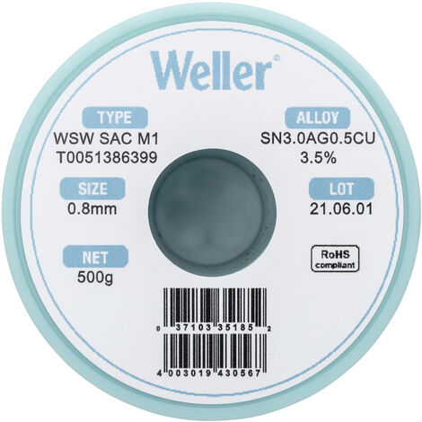 Weller WSW SAC M1 Lötzinn, bleifrei Spule Sn3,0Ag0,5Cu  500 g 0.8 mm