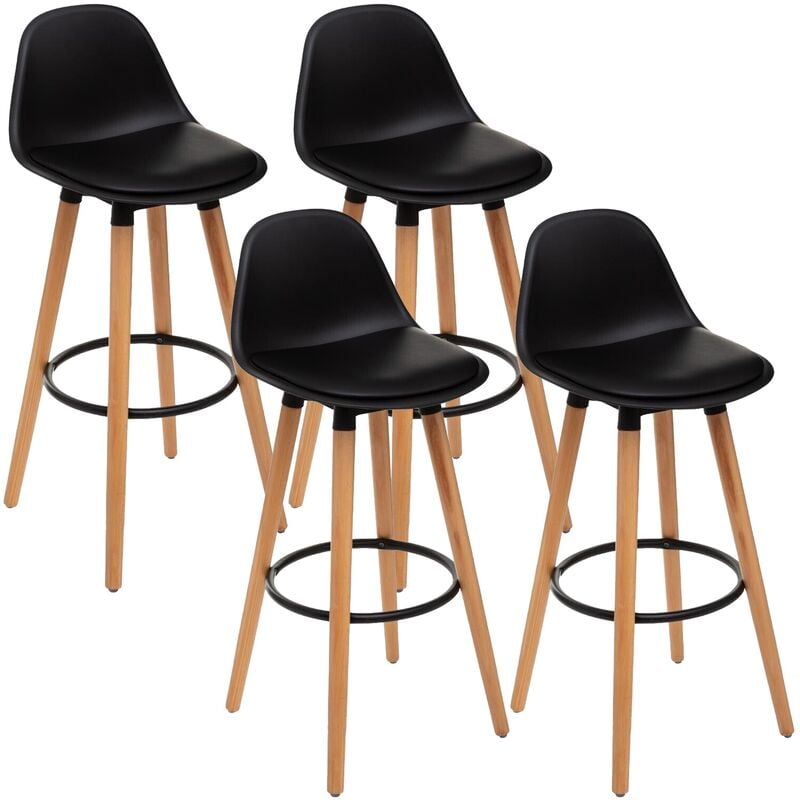 Wellhome - 4 tabourets de bar 'Maxon' noir 39,5x42,5x92,5 cm - Noir