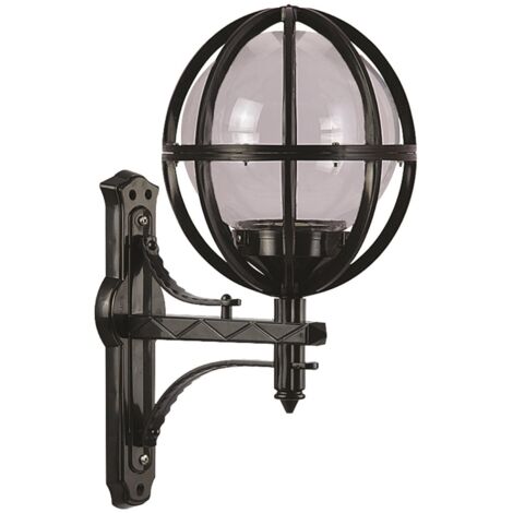 WELLHOME Applique globe coudée avec abat-jour gris pour extérieur, abs, noir, 40x30x62, douille E 27 Max 60 W