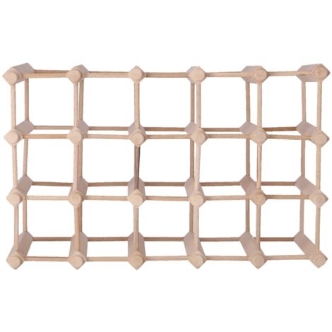 WELLHOME Botellero de madera de pino, 20 botellas, natural, 55x27x34 cm