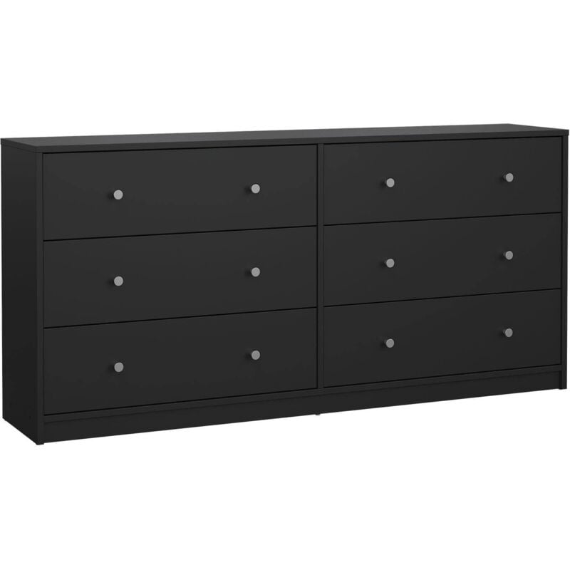 Buffet double Ebro avec 6 tiroirs 143,1x30,1x68,3 cm en noir - Wellhome