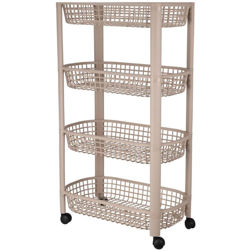 Chariot de cuisine à 4 roues 46,5x26x7,88 cm en Beige - Wellhome