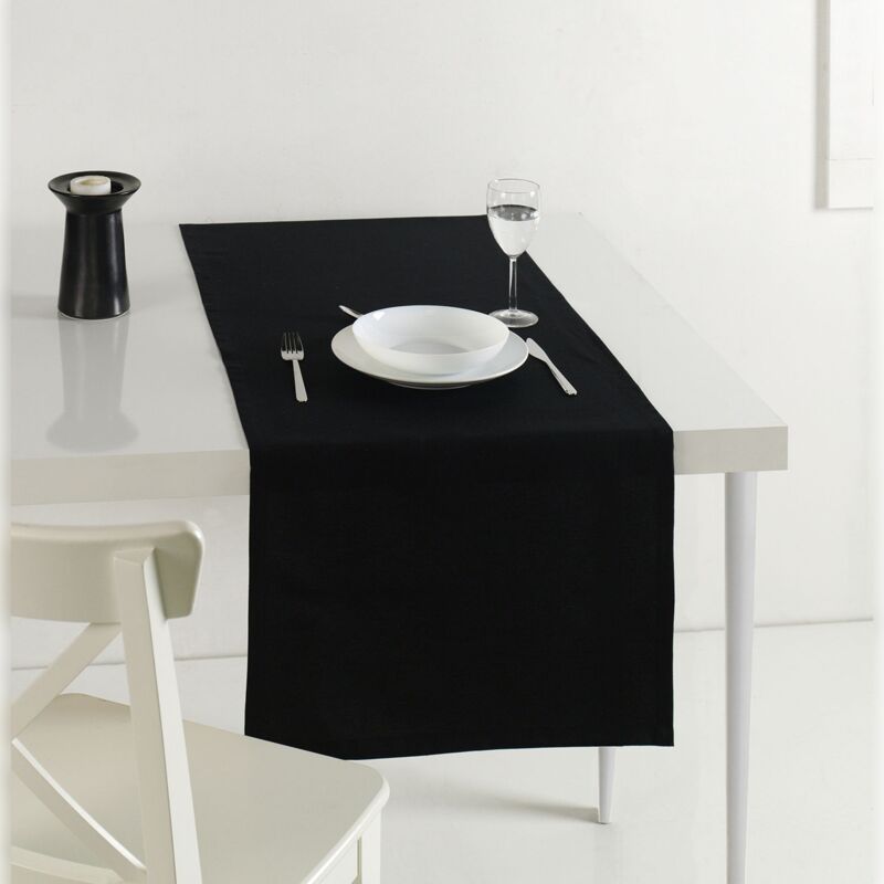 Chemin de table 50x170 cm en noir - Wellhome