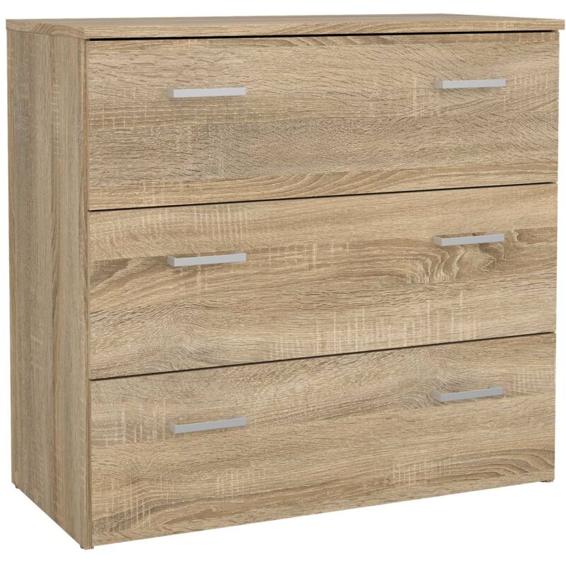 WELLHOME Commode Duero Commode avec 3 tiroirs 74,1x35,95x69,9 cm Structure en chêne