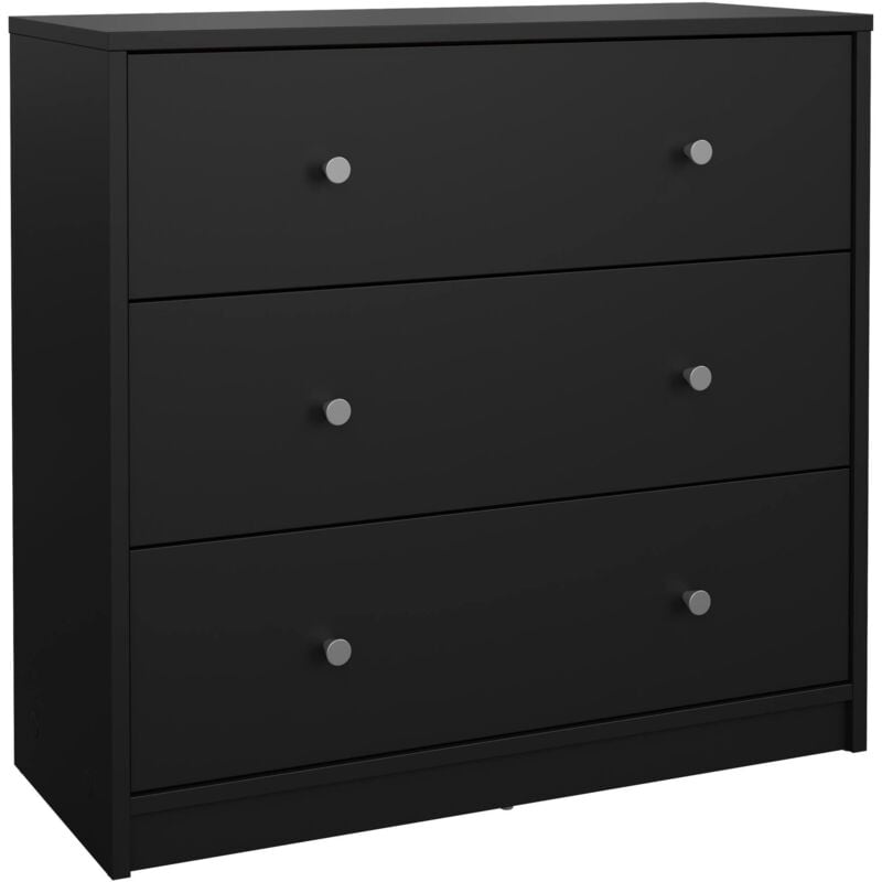 Commode Ebro avec 3 tiroirs 71,4x30,1x68,3 cm en noir - Wellhome
