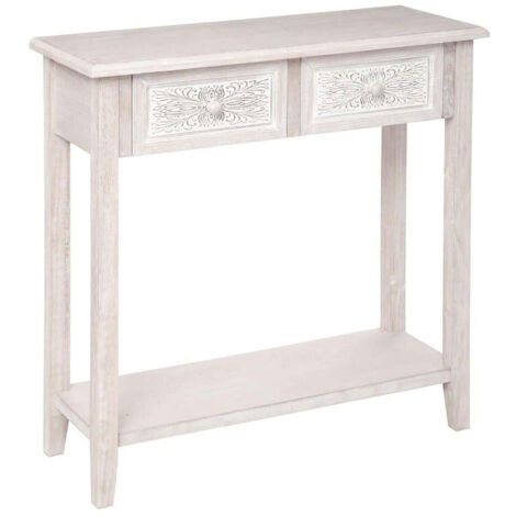 WELLHOME - Consola de 2 cajones inspirada en la naturaleza en madera blanca