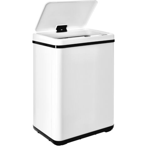 WELLHOME Cubo de basura inteligente BLANCO SIN patas de 40L - 35,5x26x55,5 cm con apertura automática o contacto manual