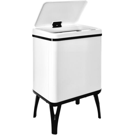 WELLHOME - Cubo de basura inteligente con apertura automática y contacto manual 30L, 35,5x26x60cm color blanco.