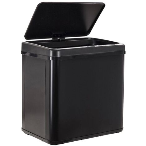 WELLHOME Cubo de basura inteligente SIN patas con apertura automática y contacto manual 30L, en color negro