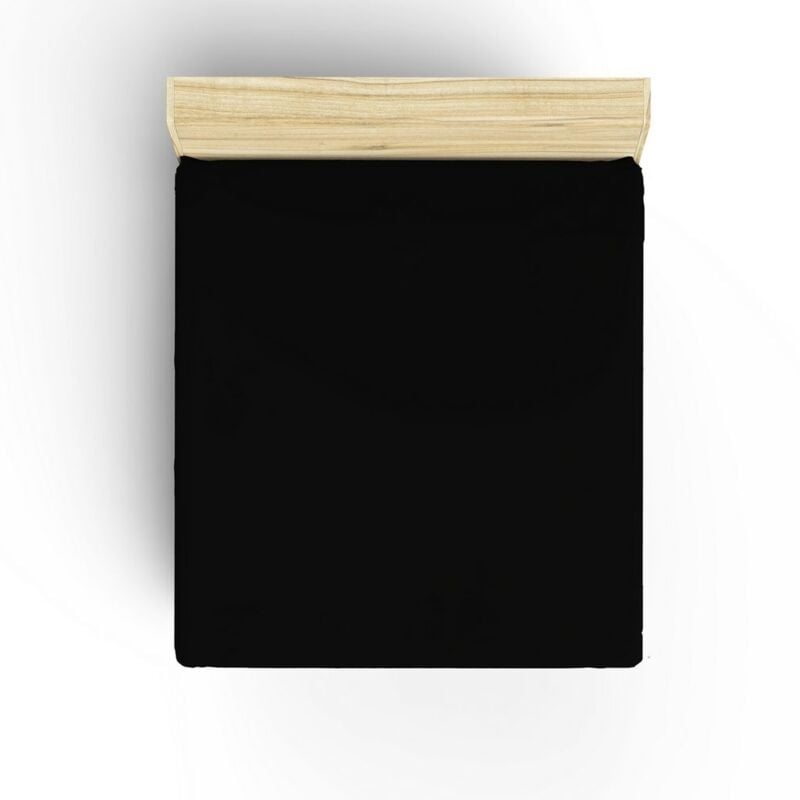 Wellhome - Drap housse 160x200 cm en coton Noir