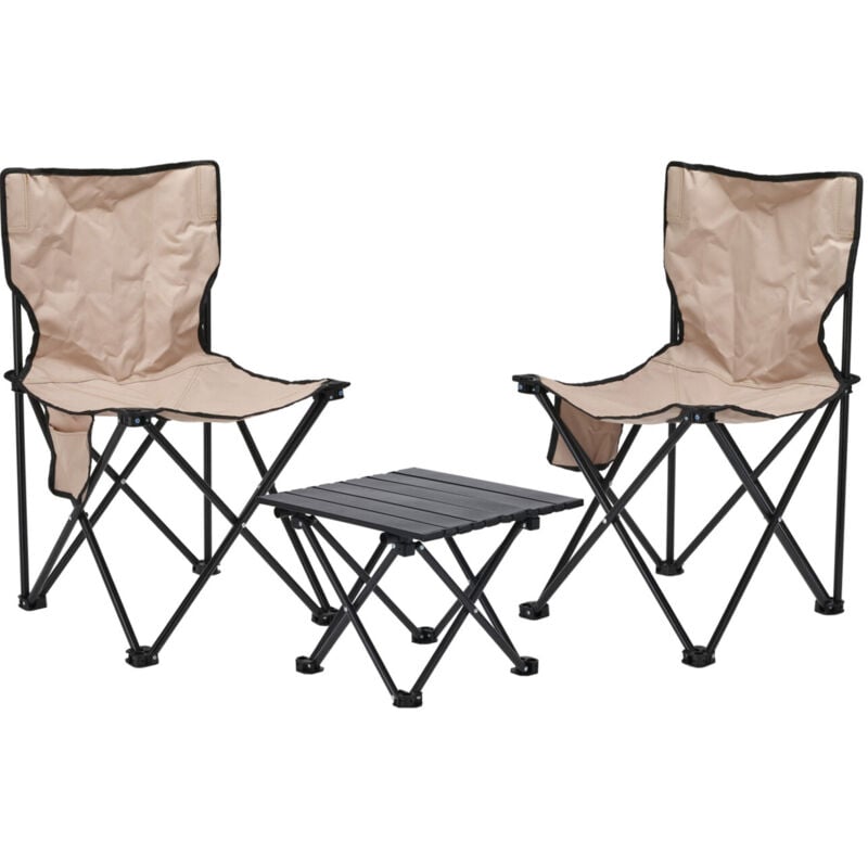 Ensemble de camping avec 2 chaises et 1 table pliante - Wellhome