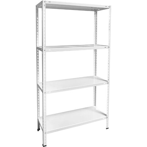 WELLHOME Estantería metálica blanca 4 baldas 75x30x137 cm