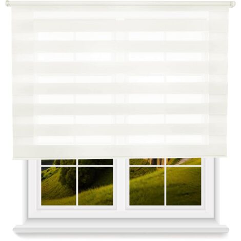 WellHome Estor enrollable noche/dia con cadena PVC, 180x150cm Blanco roto
