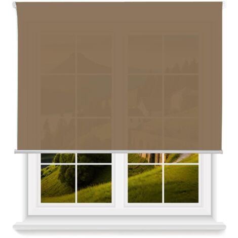 WellHome Estor enrollable translúcido con cadena PVC, 140x175cm Marrón claro