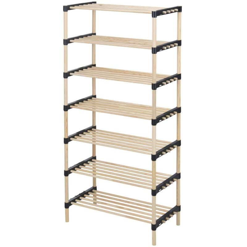 WELLHOME Étagère à chaussures avec 7 étagères 56x28x110 cm en Bois Beige