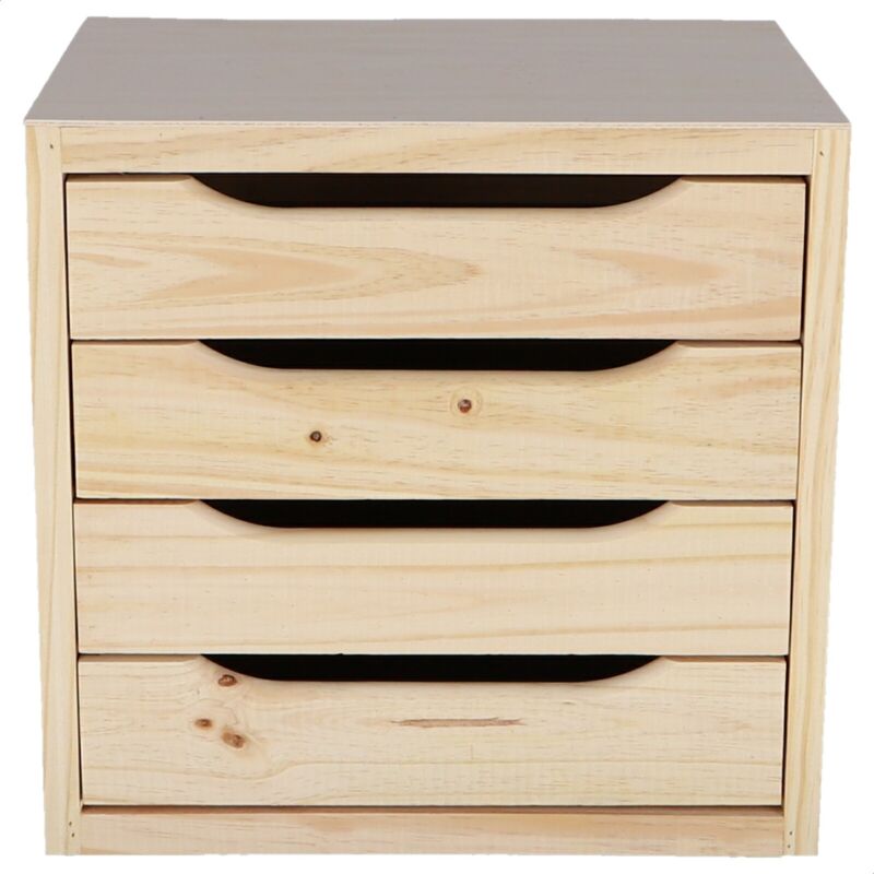 Furniture & decoration Commode 4 tiroirs finition sans vernis - Naturel - Wellhome