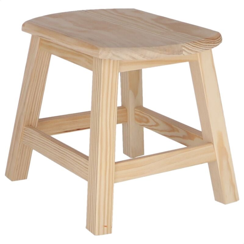 Well home mobiliario & decoración Grand Tabouret Ovale en Bois, Finition sans Vernis, 36x29x30 cm - Naturel