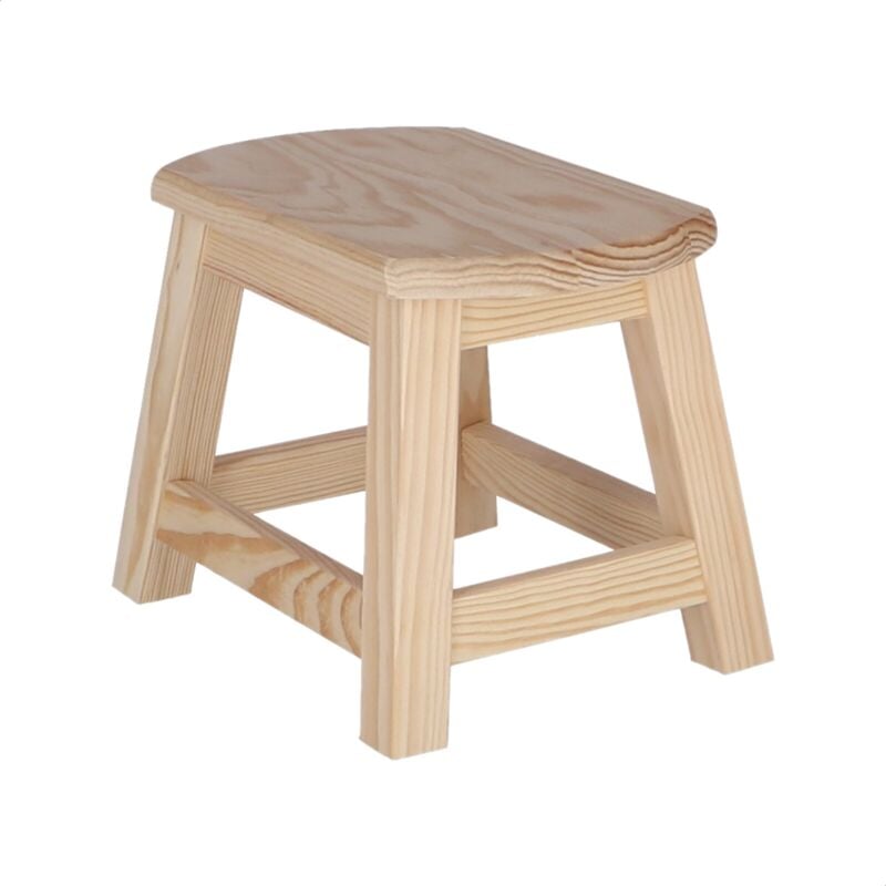 Tabouret oval en bois fini sans vernis, 30x22x24 cm - Wellhome