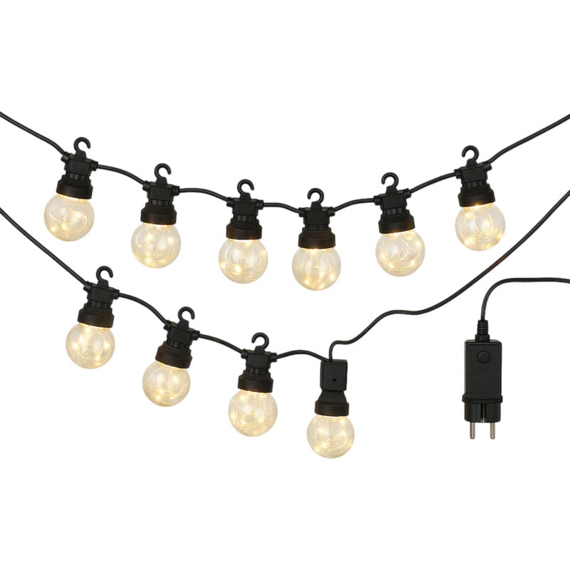 WELLHOME Guirlande Lumineuse LED Blanc Chaud Minuterie 10 Ampoules 450x5x11 cm