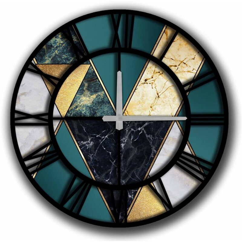 Wellhome - Horloge murale décorative multicolore style triangles - 100% mdf - multicolore