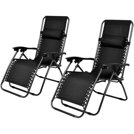 WELLHOME Juego de 2 Sillas-tumbona plegable para exteriores, Gravedad cero 90x65x110 cm