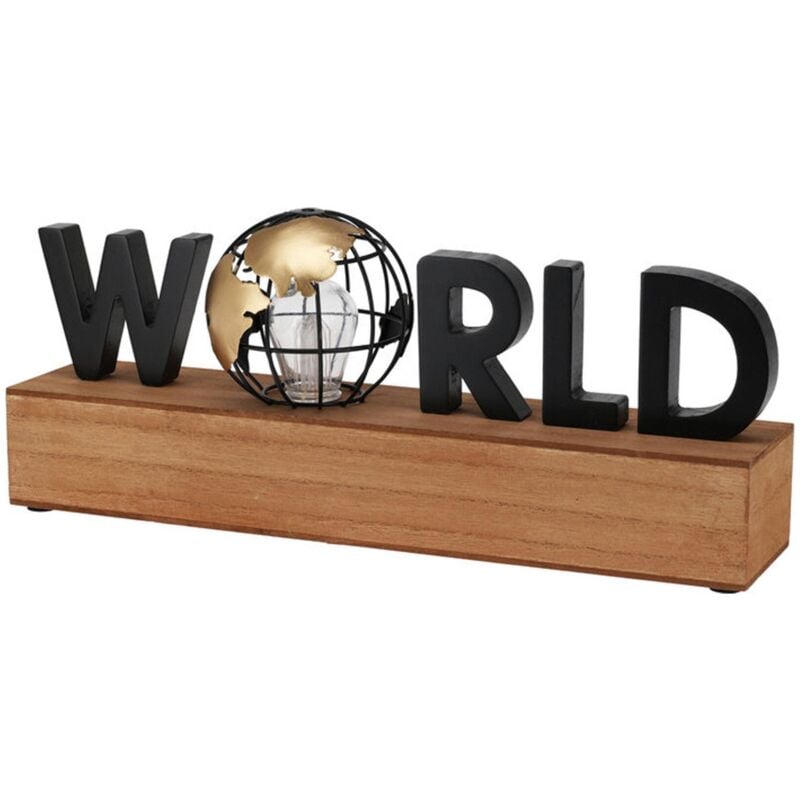 Lampe led « Monde » Well Home - Décoration moderne en mdf et fer 38 x 8 x 15 cm