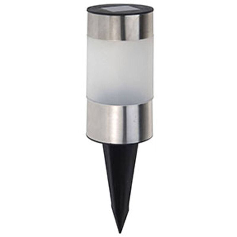 Lampe solaire Well Home cylindrique en acier inoxydable pour extérieur Ø6 x 24 cm
