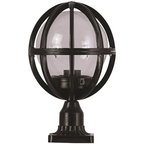 WELLHOME Lampadaire extérieur ovale, ABS, noir, 23x23x38, douille E 27 Max 60 W