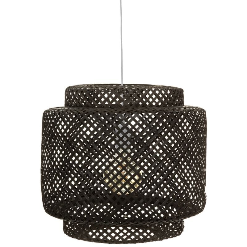 WELLHOME Lampe à suspension LIBY Ø40 cm en bambou noir