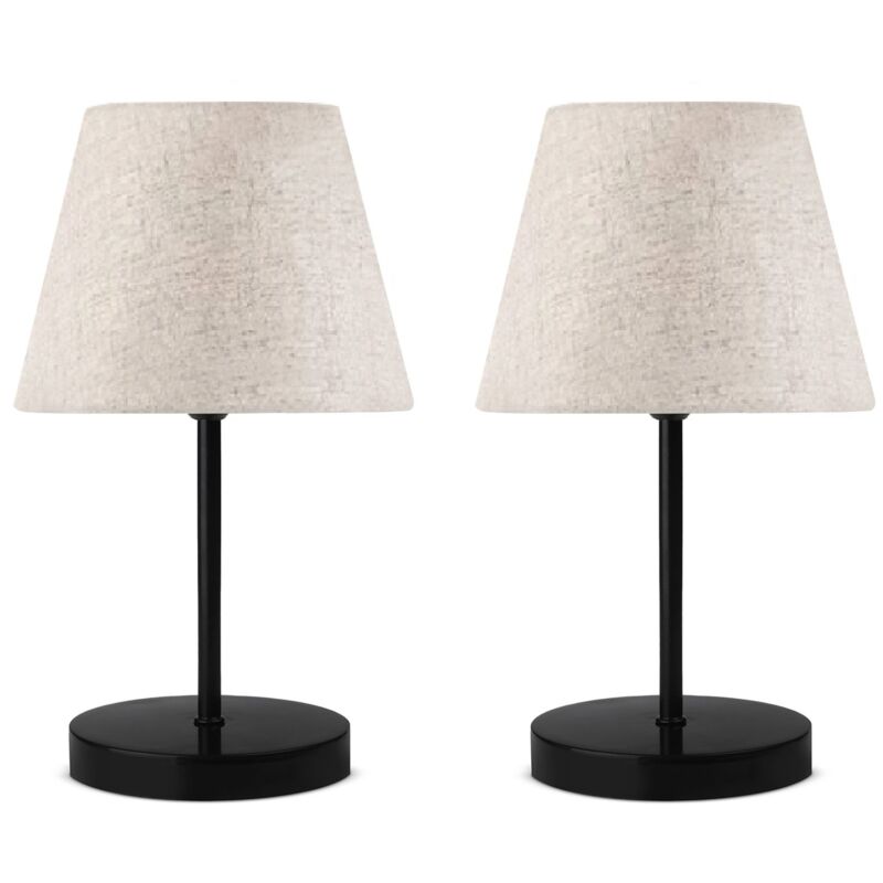 Lot de 2 veilleuses 36 cm. crème, type e 27 Max 60 w, 'como' avec pied métallique - 100% pvc - crème - Wellhome