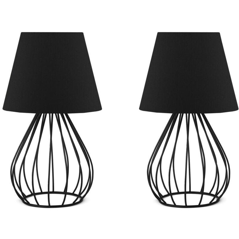 Lot de 2 veilleuses 36 cm. noir, type e 27 Max 60 w - 'as' - Noir - Wellhome