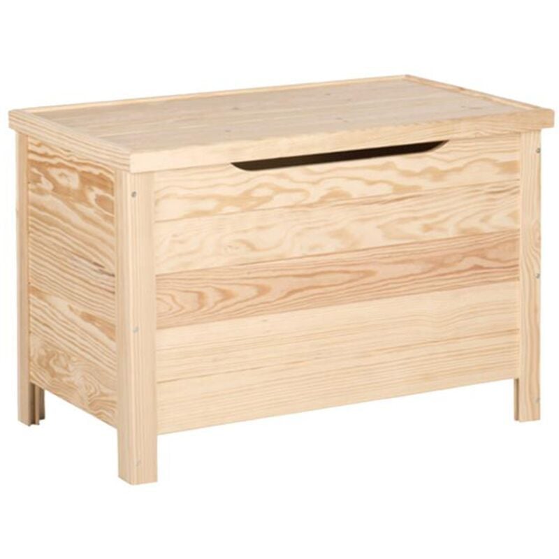 Malle droite en bois de pin fini sans vernis, 70x40x44 cm - Naturel - Wellhome