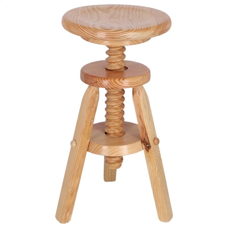 Well home mobiliario & decoración Tabouret pivotant Rond en Bois, Finition Vernis, 29x29x64 cm - Naturel