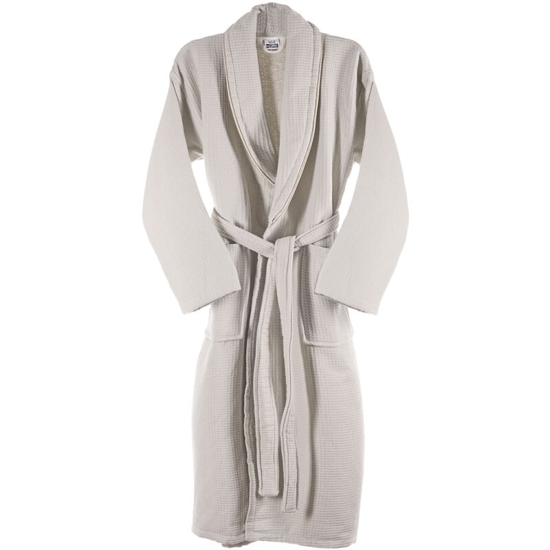 Peignoir en coton nid d'abeille en beige s/m - Wellhome