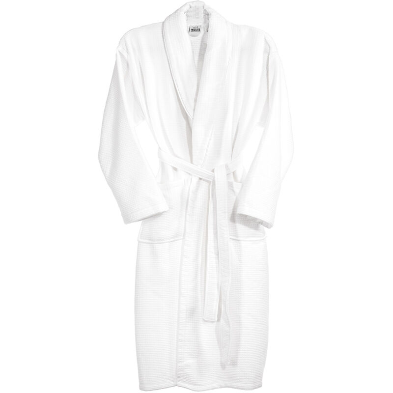 Peignoir nid d'abeille en coton blanc l/xl - Wellhome