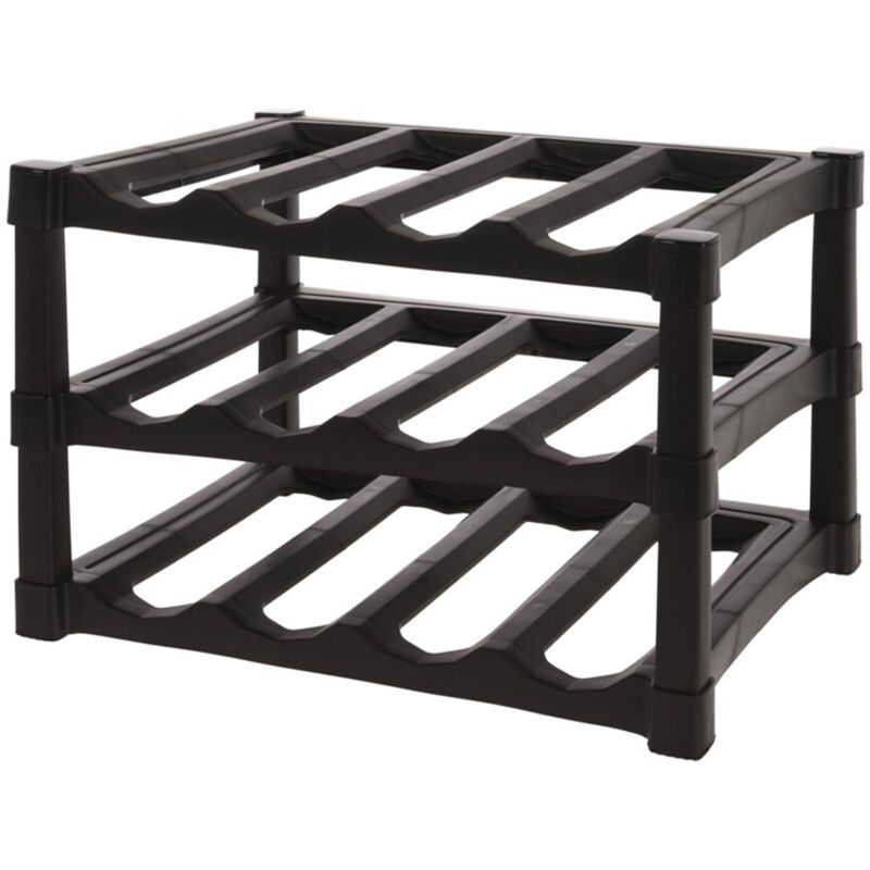 Wellhome - Porte-bouteilles empilable en pp à 3 couches pour 12 bouteilles 39x30x25 cm en noir