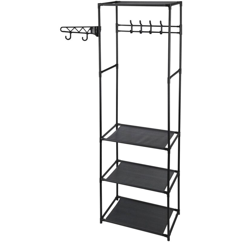 Portemanteau avec étagères 50x36x170 cm en Noir - Wellhome