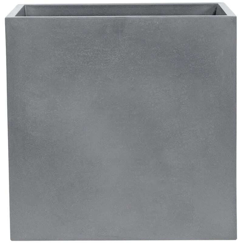 Pot de fleur carré Astra 70x70x70 cm en polyéthylène Ciment - Wellhome