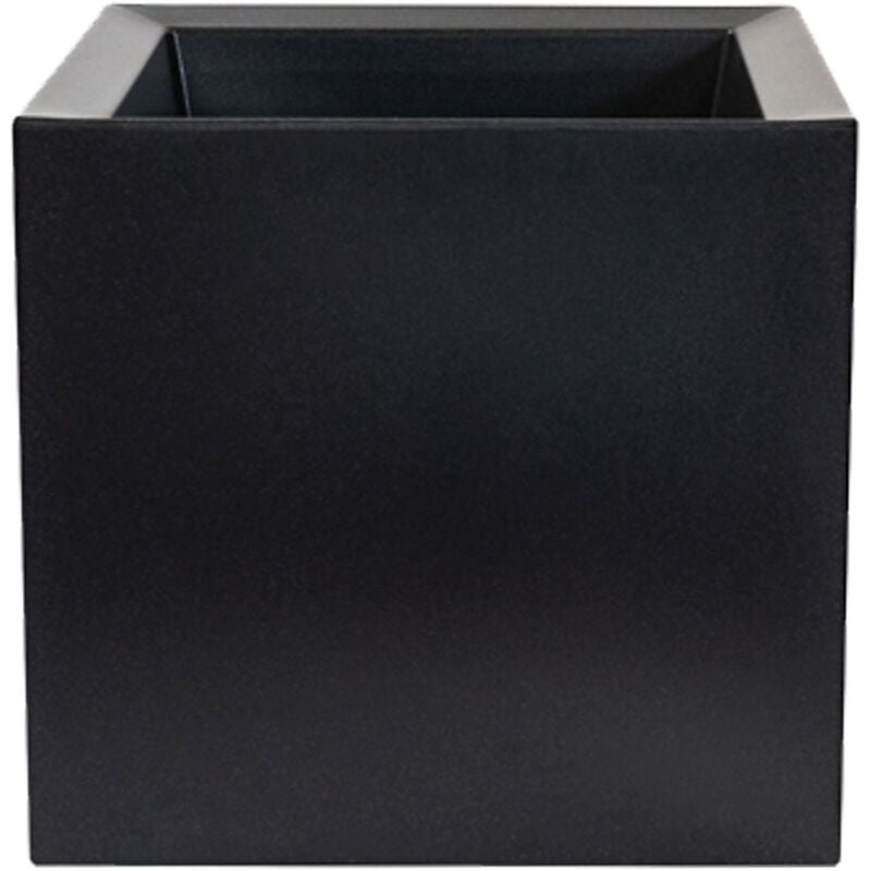 Pot de fleur carré Cubo dan-i 40x40x40 cm en polyéthylène Anthracite - Wellhome