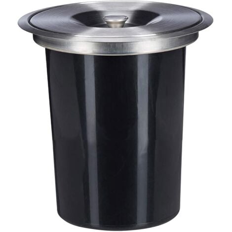 WELLHOME WELL HOME - Poubelle intégrée aux plans de travail, avec couvercle en acier inoxydable noir de 5 L