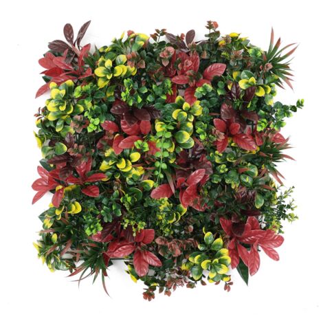 WellHome Seto Artificial 100x100cm, Jardin vertical En colores rojos y verdes