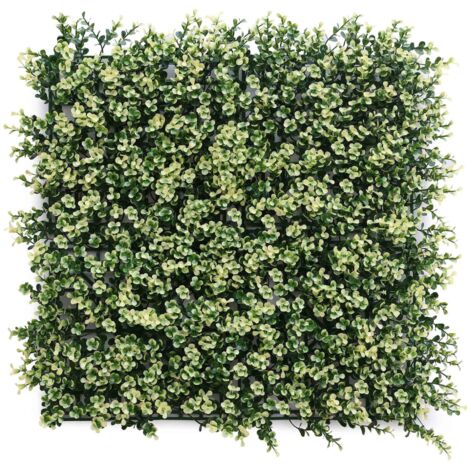 WellHome Seto Artificial 100x100cm, Jardin vertical hojas verdes y Blancas