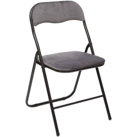 WELLHOME Silla plegable 39x39x43 cm de terciopelo gris