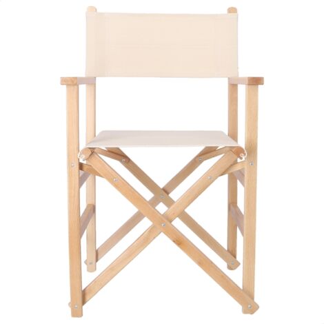 WELLHOME Sillón director SUNSET de madera de haya con lona desenfundable, con barniz, 51x46x86 cm - Beige