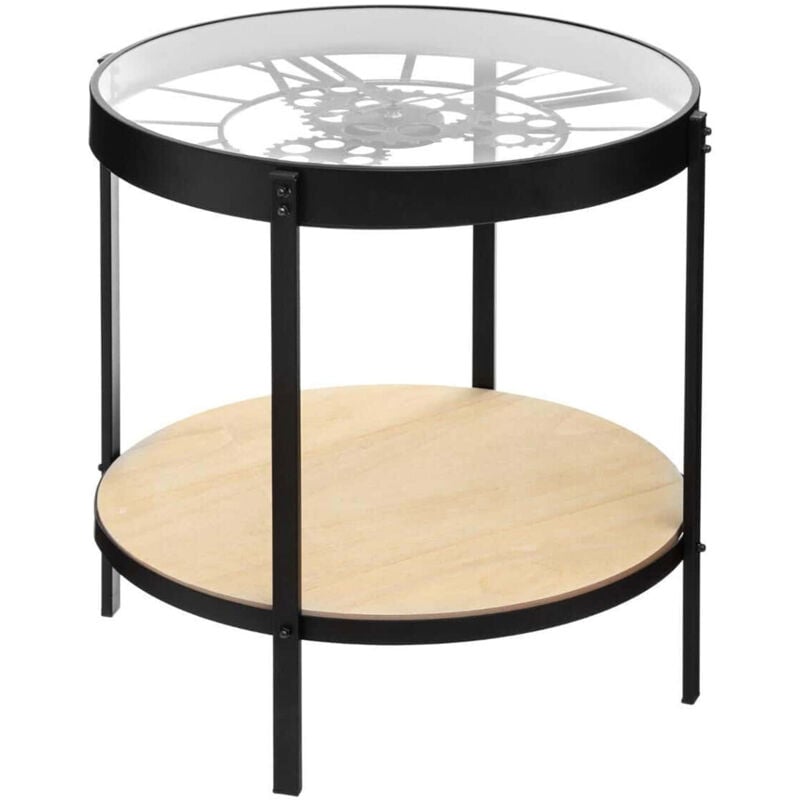 Wellhome - Table basse horloge mécanique Ø51x49