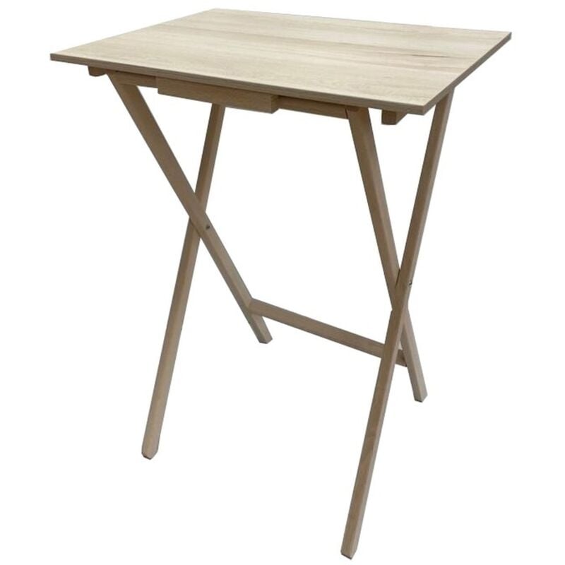 wellhome - table d'appoint rectangulaire en bois de hêtre et mélamine mesurant 48x35x64 cm - 'ufuk' - naturel
