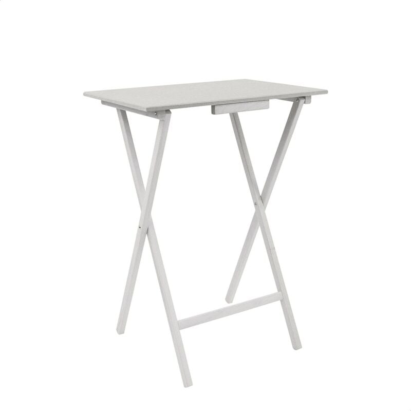 Table d'appoint pliante rectangulaire, finition blanche, 48x35x64 cm - 'ufuk' - Blanc - Wellhome