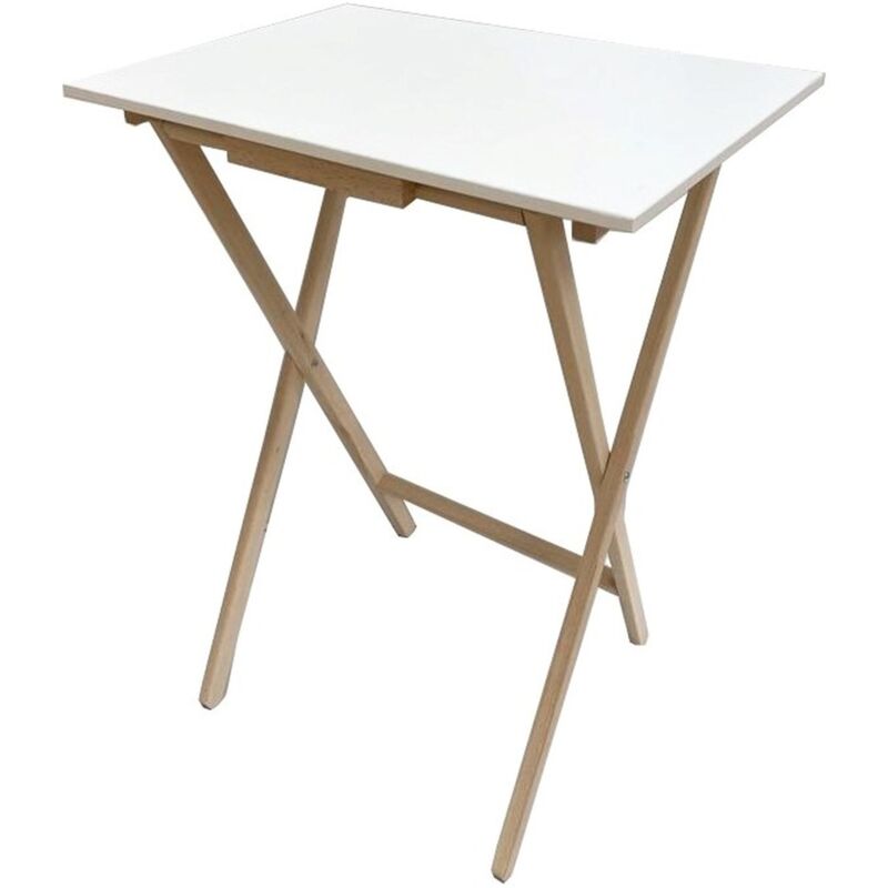 table d'appoint rectangulaire en bois de hêtre et mélaminé blanc mesurant 48x35x64 cm - 'ufuk' - blanc - wellhome