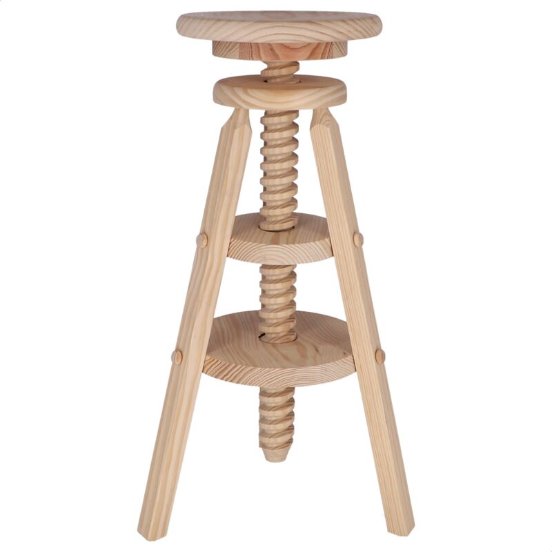 Well home mobiliario & decoración Tabouret pivotant en Bois, Finition sans Vernis, 29x29x90 cm - Naturel